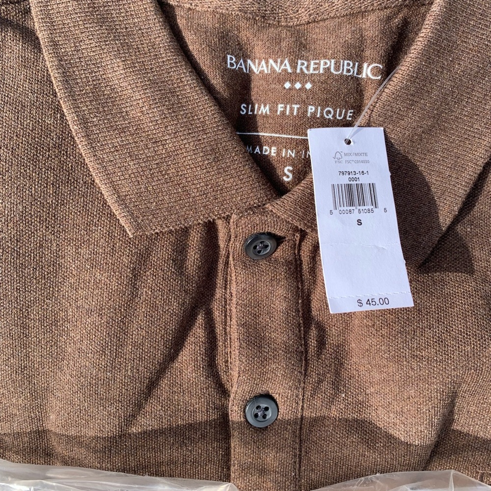 Banana Republic Black/Brown Slim Fit Pique Polo